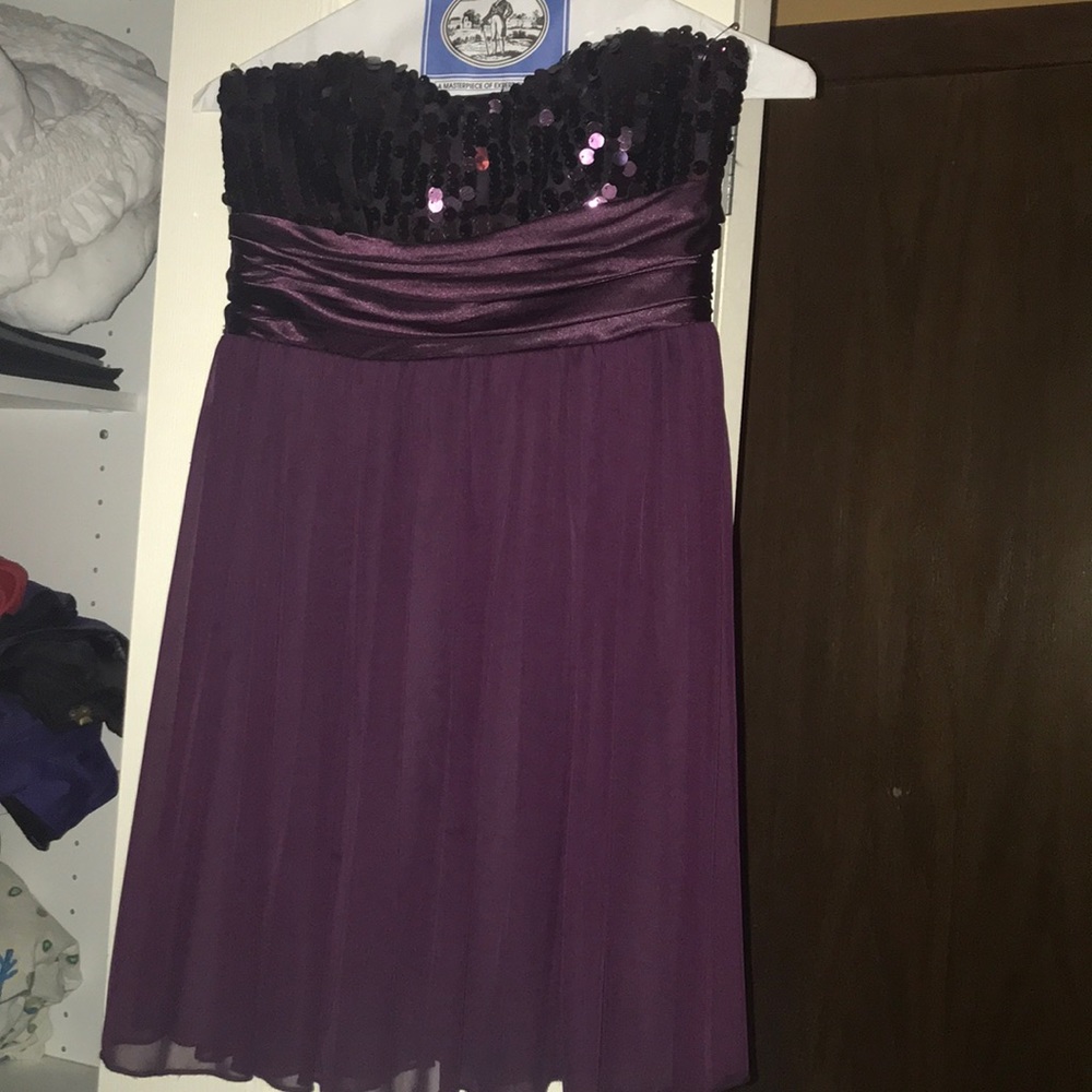 Plum strapless dress